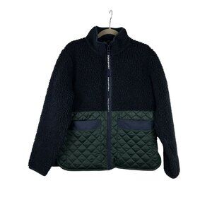 Tory Buch Sport Fleece Quilted Jacket Women’s Small Natural Heather/French Wool